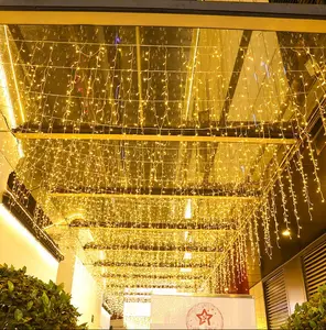 Weihnachts beleuchtung im Freien Dekor 4Meter breit Tropfen 0,4-0,6 m Höhe LED Vorhang Eiszapfen Lichterketten Neujahr Hochzeits feier Girlande