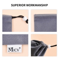 Vente chaude, logo personnalisable OEM, pochette à bijoux en velours côtelé anti-poussière 12*11cm, étiquette tissée de haute qualité, pochette à bijoux à cordon unique