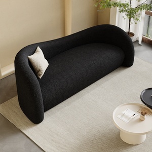 Sillón de Salón Nórdico de Madera con Tapizado de Lana de Cordero, Personalizable, Moderno, Blanco, para Hotel o Sala de Estar - Product Image 3