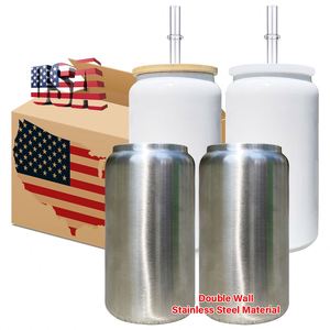 Custom Logo Double Wall Stainless Steel 16Oz Can White Blank Sublimation Soda Beer Tumbler Cups <b>Metal</b> Tumblers Cans - Product Image 1