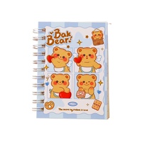 A7 Mini Spiralblock Niedlicher Butterbär Cartoon Liniertes Taschennotizbuch 80 Blatt 80g/m² Kawaii Schreibwaren für Kinder und Schüler