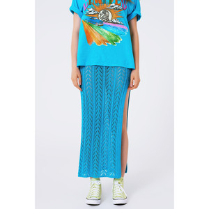 Jupe longue au crochet en bleu - Product Image 3