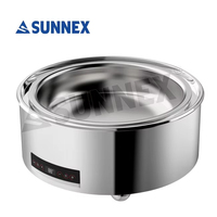 Ensemble de buffet commercial Sunnex, en acier inoxydable poli miroir, durable, écologique, chauffe-plats électrique sans eau