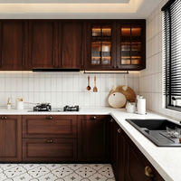 Armoire de cuisine Shaker en bois massif de chêne américain rétro avec finition écologique et garantie de 3 ans