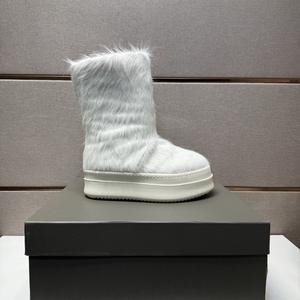 Botas de Nieve de Media Pantorrilla con Forro de Algodón Cómodo y Suela de Goma, de Piel de Zorro Auténtica, para Otoño/Invierno, para Mujer - Product Image 3