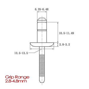 Rivets aveugles en aluminium 5056/7075 <span class=keywords><strong>de</strong></span> 6.4mm <span class=keywords><strong>de</strong></span> diamètre et <span class=keywords><strong>de</strong></span> 10mm <span class=keywords><strong>de</strong></span> longueur Rivets aveugles en pruche - Product Image 3