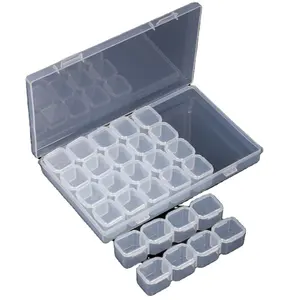 Boîte de rangement pour strass en plastique 28 cellules, boîte vide pour outils de Nail Art et décoration des ongles, 28 pièces