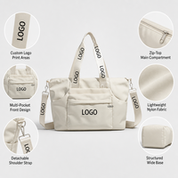 Sac fourre-tout d'été personnalisé en nylon, design multi-poches ouvert, bandoulière amovible, sac à main léger pour le bureau, le shopping et les voyages