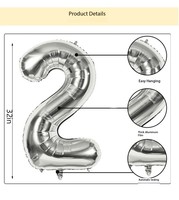 Ballon en aluminium numérique de 40 pouces pour anniversaire, fête, décoration de vacances, cadeau, ballons en aluminium numériques de grande taille, vente en gros, usine