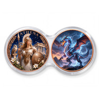 1 oz 999 Koin Tembaga Murni 2-pak Kapsul Infinity Naga Berwarna-warni Relief Tinggi Mitologi Yunani Kartun 3D Edisi Kolektor