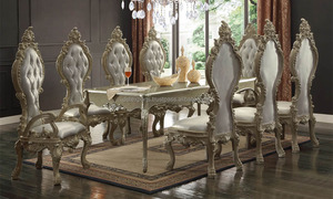 Table à manger en teck sculpté antique, durable, style moderne, 8 places, taille personnalisable, finition brune, ensemble de meubles de salle à manger pour mariages - Product Image 3
