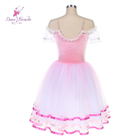 Tutu de ballet long rose en velours romantique 25013, costume de danse préféré de Giselle, tenue de spectacle pour danseurs