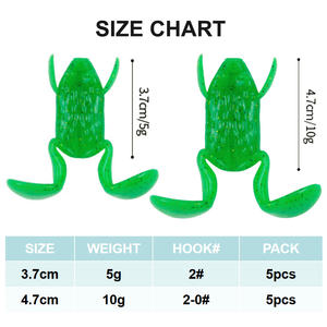 Esca da Pesca LureStorm in Plastica Morbida TPE, 3.7cm/5g 4.7cm/10g, Esca Artificiale a Forma di Rana Galleggiante per Pesca in Acqua Dolce, Fiumi e Laghi - Product Image 6