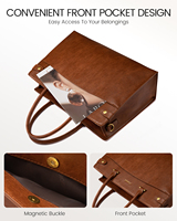 Sac fourre-tout pour ordinateur portable 15,6-17 pouces, grand format, pour femme, style vintage, étanche en PU, mallette de travail, sacoche d'ordinateur de bureau, sac à main d'été