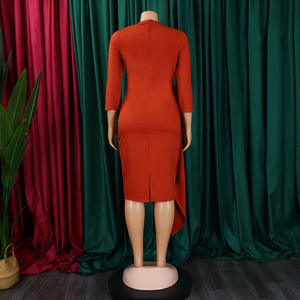 Abito da ufficio caldo <span class=keywords><strong>con</strong></span> maniche <span class=keywords><strong>a</strong></span> <span class=keywords><strong>tre</strong></span> <span class=keywords><strong>quarti</strong></span> <span class=keywords><strong>con</strong></span> cinghie pieghettate Maxi <span class=keywords><strong>abiti</strong></span> da donna eleganti - Product Image 4