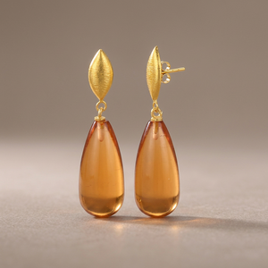 Pendientes Colgantes Hechos a Mano con Aleación de Metales Preciosos y Piedras Preciosas, Estilo Étnico para Fiesta - Product Image 3