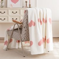 Couverture en flanelle à motif cœur rose avec impression numérique recto-verso, vente en gros directe usine