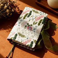 Carnet en tissu à feuilles mobiles brodé, journal à couverture souple, carnet artistique A6, bloc-notes ligné vierge, cadeau