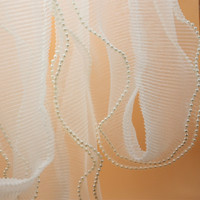 Bordure en dentelle plissée double couche en maille à motif uni, motif méduse, avec perles et volants élastiques, 9 cm, pour vêtements, jupes et ourlets de couture DIY