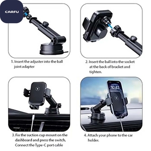 Soporte de Teléfono con Succión para Tablero, Carga Rápida Inalámbrica de 15W, Brazo Telescópico - Product Image 3