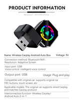Adaptador Inalámbrico Portátil 2 en 1 para CarPlay con Conexión USB y Conducción Térmica