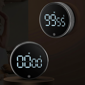 Minuteur de cuisine numérique Dropshipme 60 min avec écran LED, contrôle tactile, magnétique, rond, pour la cuisson et alarme de compte à rebours - Product Image 1