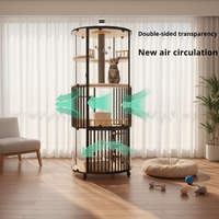Villa pour chat de luxe, grande, intégrée et fermée, avec toilettes, multifonctionnelle, maison d'intérieur pour animaux, forme florale, élégante, meuble de salon