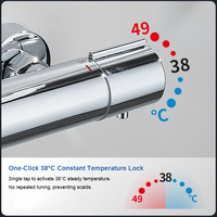 Columna de Ducha Termostática con Recubrimiento en Polvo Aquacubic - Conjunto de Grifería Redonda de Pared con Control de Temperatura