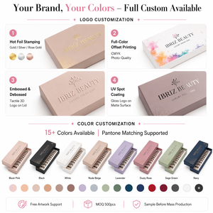 Boîtes d'emballage pour faux ongles, design personnalisé de luxe, noires, vides, en stock, pour ongles à presser - Product Image 2