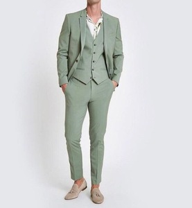 Nouveau Design Double Poitrine Deux Boutons Blazer <span class=keywords><strong>Vert</strong></span> <span class=keywords><strong>Sauge</strong></span> Formelle Affaires Classique Hommes Costumes - Product Image 1