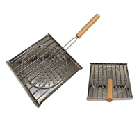 Grille de cuisson carrée multifonction pour viande et saucisses, en acier inoxydable 430, avec poignée en plastique