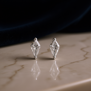 Boucles d'oreilles en or blanc avec diamants taille princesse, bijoux classiques naturels pour femmes, E2383 - Product Image 2