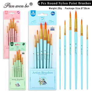 Set di 6 Pennelli per Pittura Acrilica Panwenbo, Pennelli <span class=keywords><strong>Professionali</strong></span> a Punta Tonda per Pittura Acrilica, Acquerello e Olio - Product Image 1