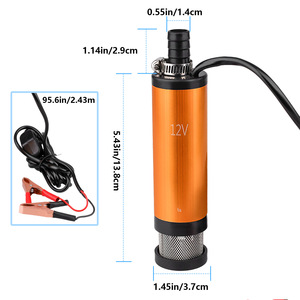 Pompe à huile électrique 12V, pompe à diesel submersible 38mm, orange, en acier inoxydable, pour extraction d'huile et transfert d'eau - Product Image 2