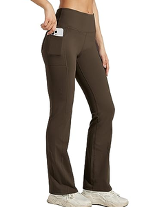 Pantalon de yoga évasé taille haute croisée pour femme, décontracté, rehausseur de hanches, pour la danse, le sport et le fitness, anti-transpiration, respirant, avec taille élastique - Product Image 1