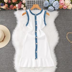 Vestidos Cortos Casuales y Sexys de Verano para Mujer, con Diseño Fruncido y Ribete de Encaje de Alta Calidad Personalizados - Product Image 2