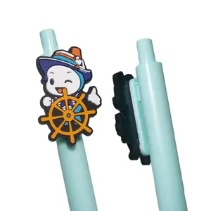 Silicone Clip Decoration Factory Price Custom Cute Cartoon Logo PVC Rubber Pen Topper for Kids