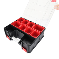 Caja de Herramientas de Plástico Transparente de Doble Cara VERTAK, Caja de Almacenamiento de Piezas de Plástico Vacía