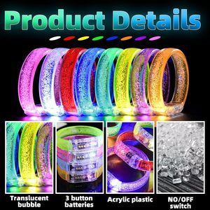 Pulseras Luminosas LED con Logotipo Personalizado, Pulseras Acrílicas Planas y Anchas con Burbujas para Fiestas Neon - Product Image 2