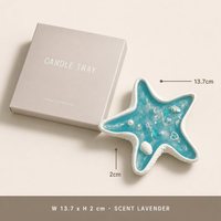 Coffret Cadeau Bougie Parfumée Lavande en Cire de Gelée Océanique Étoile de Mer avec Plateau en Résine Coquillage et Perle, Décoration Maison Centre de Table
