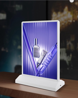 Espositore Luminoso Pubblicitario a LED Formato A5 a Forma di T con Batteria Ricaricabile Colore Bianco e Nero