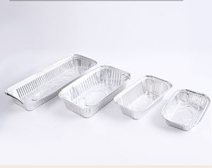 SXR2317-1100ml 핫 세일 일회용 직사각형 실버 알루미늄 호일 용기 테이크 아웃 또는 베이킹 종이 뚜껑 장착 - Product Image 4
