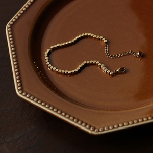 Wholesale Brushed square 18K Gold Plated Stainless Steel <b>Bead</b> <b>Bracelet</b> - Product Image 1
