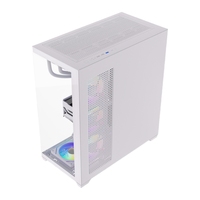 TB02 White Mid Tower PC ATX Gaming Computer Case Tempered Glass Front & Side High Airflow ARGB Sync