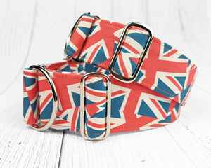Union Jack Greyhound UK Grande-Bretagne collier de chien, martingale à glissement limité ou collier à boucle - Product Image 1