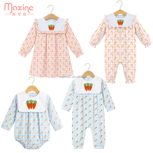 Ensembles de vêtements pour bébé, série assortie pour les sœurs, barboteuse à bulles tissée, vêtements de printemps pour les tout-petits - Product Image 3