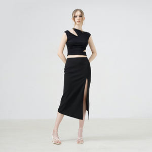 ODM OEM Women's Asymmetrical Spandex Jersey Braided Crop Top Vietnam Sleeveless Above Knee Length Woman Clothing - Product Image 3