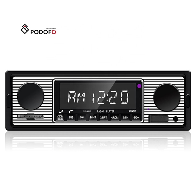(US/EU Stock) Podofo Autoradio 1Din Car Stereo Car MP3 Player  ISO Port FM Radio Receiver Support Aux SD USB MMC Classic Style