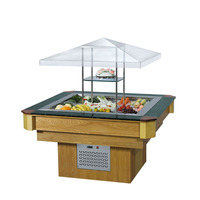 Comptoir de buffet réfrigéré carré pour salades, refroidissement direct, avec 8 bacs GN 1/1 grande capacité pour hôtels et restaurants