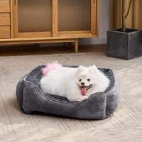 Lit orthopédique pour chien en fausse fourrure rectangulaire de luxe personnalisé, housse amovible pour chiens de grande/moyenne/petite taille, lavable en machine